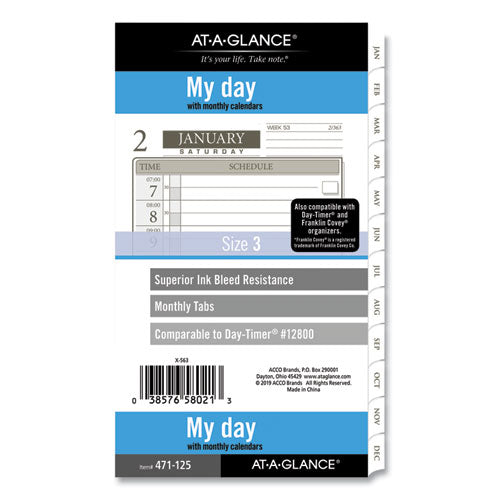 1-Page-Per-Day Planner Refills, 6.75 x 3.75, White Sheets, 12-Month (Jan to Dec): 2023-(AAG47112521)