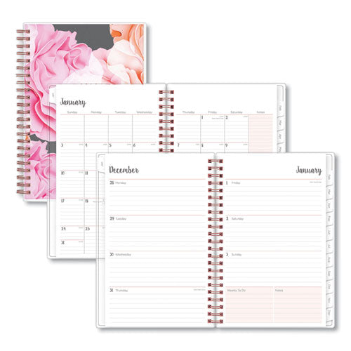 Joselyn Weekly/Monthly Planner, Joselyn Floral Artwork, 8 x 5, Pink/Peach/Black Cover, 12-Month (Jan to Dec): 2023-(BLS110396)