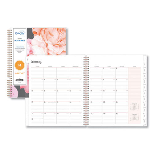 Joselyn Monthly Wirebound Planner, Joselyn Floral Artwork, 10 x 8, Pink/Peach/Black Cover, 12-Month (Jan to Dec): 2023-(BLS110395)