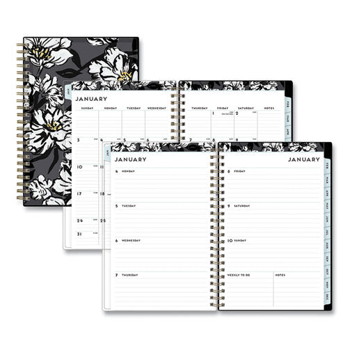 Baccara Dark Create-Your-Own Cover Weekly/Monthly Planner, Floral, 8 x 5, Gray/Black/Gold Cover, 12-Month (Jan-Dec): 2023-(BLS110212)