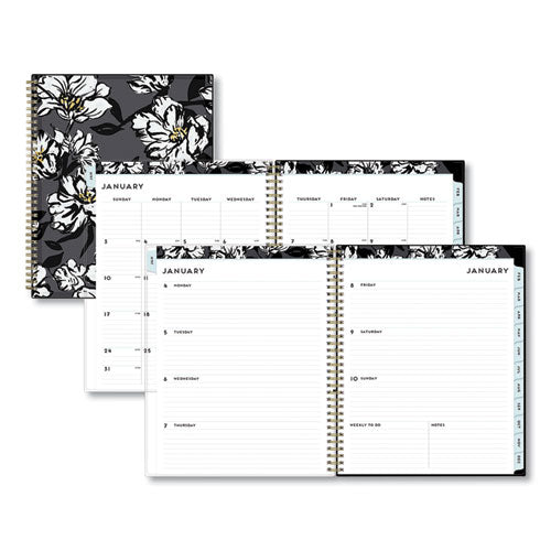 Baccara Dark Create-Your-Own Cover Weekly/Monthly Planner, Floral, 11 x 8.5, Gray/Black/Gold Cover, 12-Month (Jan-Dec): 2023-(BLS110211)