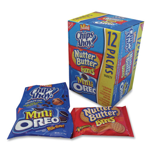 Mini Variety Pack Cookies, 1 oz, Mini Chips Ahoy, Mini Oreos, Nutter Butter Bites, 48/Carton-(NFG02024)