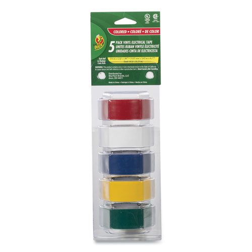 Electrical Tape, 1" Core, 0.75" x 12 ft, Assorted Colors, 5/Pack-(DUC280303)