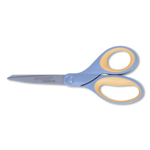 Titanium Bonded Scissors, 8" Long, 3.5" Cut Length, Gray/Yellow Straight Handle-(ACM15917)