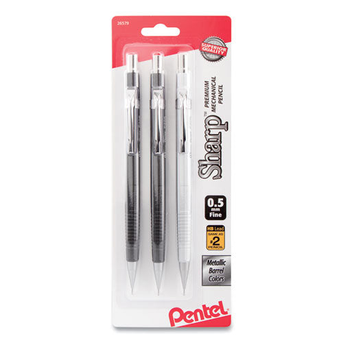 Sharp Mechanical Pencil, 0.5 mm, HB (#2.5), Black Lead, Assorted Barrel Colors, 3/Pack-(PENP205MBP3M)