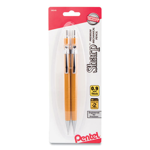 Sharp Mechanical Pencil, 0.9 mm, HB (#2.5), Black Lead, Yellow Barrel, 2/Pack-(PENP209BP2K6)