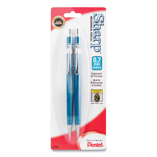 Sharp Mechanical Pencil, 0.7 mm, HB (#2.5), Black Lead, Blue Barrel, 2/Pack-(PENP207BP2K6)