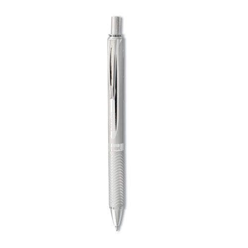 EnerGel Alloy RT Gel Pen, Retractable, Medium 0.7 mm, Black Ink, Chrome Barrel-(PENBL407A)