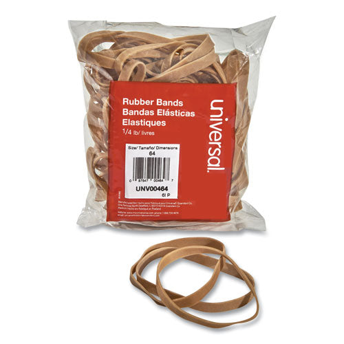 Rubber Bands, Size 64, 0.04" Gauge, Beige, 4 oz Box, 80/Pack-(UNV00464)