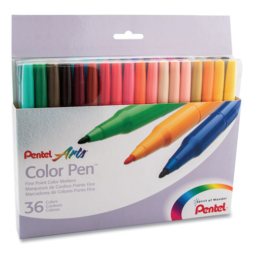 Fine Point 36-Color Pen Set, Fine Bullet Tip, Assorted Colors, 36/Set-(PENS36036)