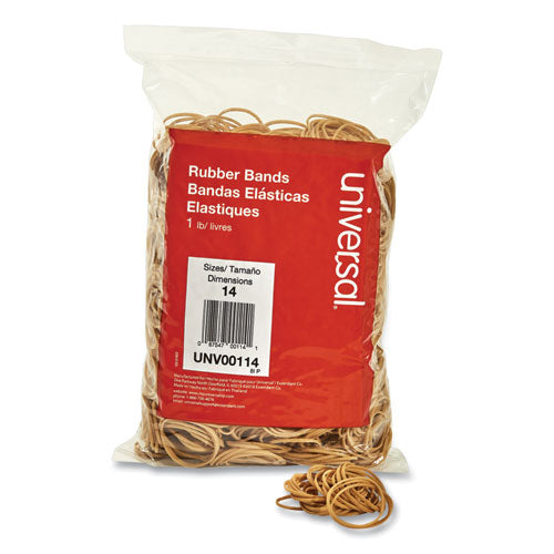 Rubber Bands, Size 14, 0.04" Gauge, Beige, 1 lb Box, 2,200/Pack-(UNV00114)