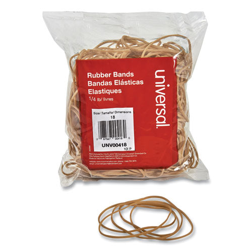 Rubber Bands, Size 18, 0.04" Gauge, Beige, 4 oz Box, 400/Pack-(UNV00418)