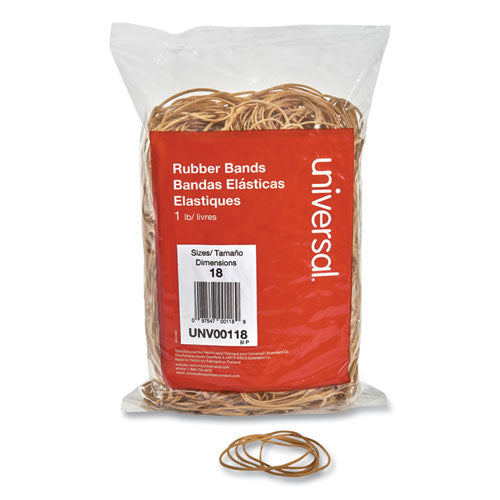 Rubber Bands, Size 18, 0.04" Gauge, Beige, 1 lb Box, 1,600/Pack-(UNV00118)