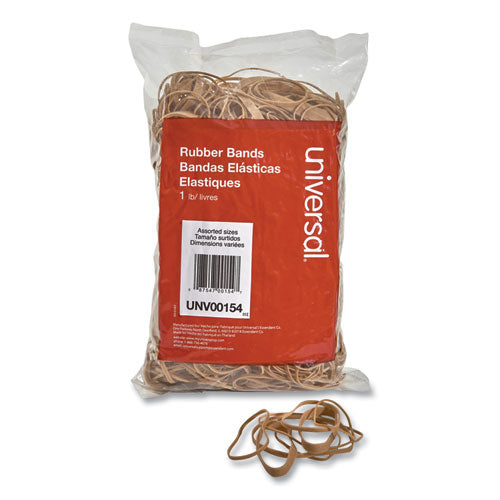 Rubber Bands, Size 54 (Assorted), Assorted Gauges, Beige, 1 lb Box-(UNV00154)