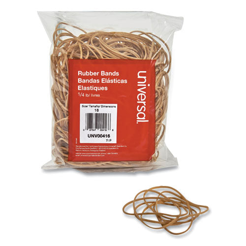 Rubber Bands, Size 16, 0.04" Gauge, Beige, 4 oz Box, 475/Pack-(UNV00416)