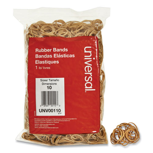 Rubber Bands, Size 10, 0.04" Gauge, Beige, 1 lb Box, 3,400/Pack-(UNV00110)