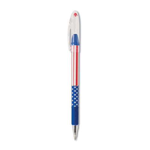 R.S.V.P. Stars and Stripes Ballpoint Pen, Stick, Fine 0.7 mm, Black Ink, Red/White/Blue Barrel, 5/Pack-(PENBK90USABP5A)