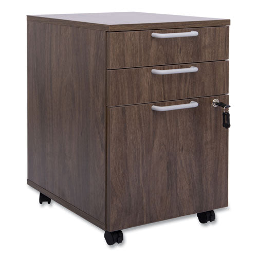 Essentials Mobile Pedestal File, Left or Right, 3-Drawers: Box/Box/File, Legal/Letter, Espresso, 15.6" x 21.3" x 24.3"-(UOS24398957)