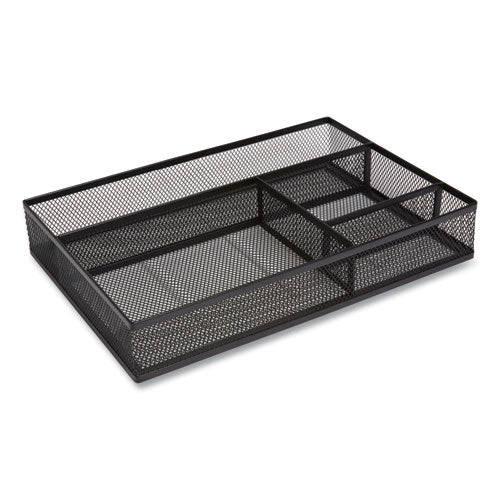 Mesh Drawer Organizer, Four Compartment, 13.58 x 9.45 x 2.2, Black-(TUD24402479)