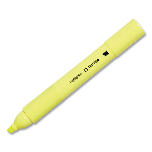 Pen Style Chisel Tip Highlighter, Yellow Ink, Chisel Tip, Yellow Barrel, Dozen-(TUD24376658)