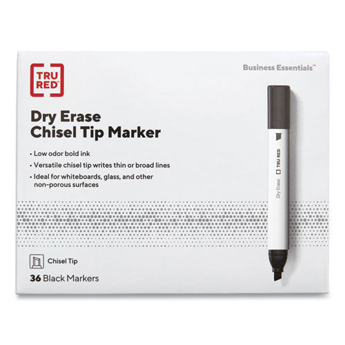 Dry Erase Marker, Tank-Style, Medium Chisel Tip, Black, 36/Pack-(TUD24376643)