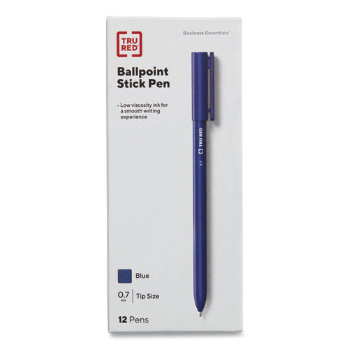 Ballpoint Pen, Stick, Fine 0.7 mm, Blue Ink, Blue Barrel, Dozen-(TUD24326830)