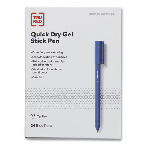 Quick Dry Gel Pen, Retractable, Fine 0.5 mm, Blue Ink, Blue Barrel, Dozen-(TUD24377038)