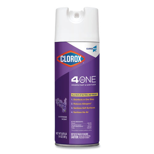 4 in One Disinfectant and Sanitizer, Lavender, 14 oz Aerosol Spray-(CLO32512EA)