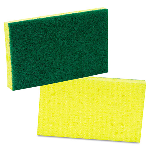 Medium-Duty Scrubbing Sponge, 3.6 x 6.1, 0.7" Thick, Yellow/Green, 10/Pack-(MMM74CC)