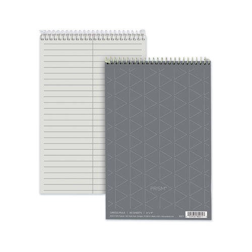 Prism Steno Pads, Gregg Rule, Gray Cover, 80 Gray 6 x 9 Sheets, 4/Pack-(TOP80274)