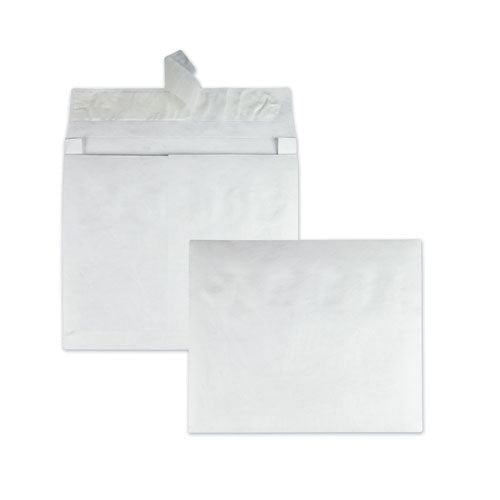 Lightweight 14 lb Tyvek Open End Expansion Mailers, #15 1/2, Square Flap, Redi-Strip Adhesive Closure, 12 x 16, White, 100/CT-(QUAR4650)