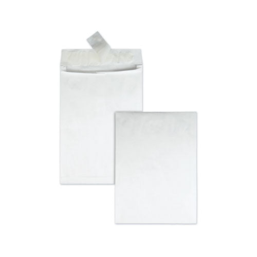 Lightweight 14 lb Tyvek Open End 1.5" Expansion Mailers, #13 1/2, Square Flap, Redi-Strip Closure, 10 x 13, White, 25/Box-(QUAR4202)