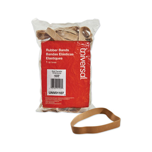 Rubber Bands, Size 107, 0.06" Gauge, Beige, 1 lb Box, 40/Pack-(UNV01107)