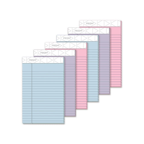 Prism + Colored Writing Pads, Narrow Rule, 50 Assorted Pastel-Color 5 x 8 Sheets, 6/Pack-(TOP63016)