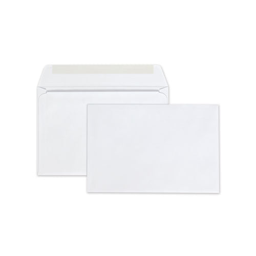 Open-Side Booklet Envelope, #6 1/2, Hub Flap, Gummed Closure, 6 x 9, White, 100/Box-(QUA37113)