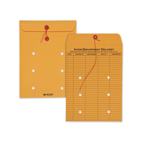 Brown Kraft String/Button Interoffice Envelope, #90, One-Sided Five-Column Format, 31-Entries, 9 x 12, Brown Kraft, 100/CT-(QUA63462)