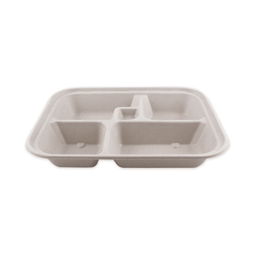 Fiber Bento Box Containers, 5-Compartment, 11.8 x 9.4 x 2, Natural, Paper, 300/Carton-(WORTRSCBB)