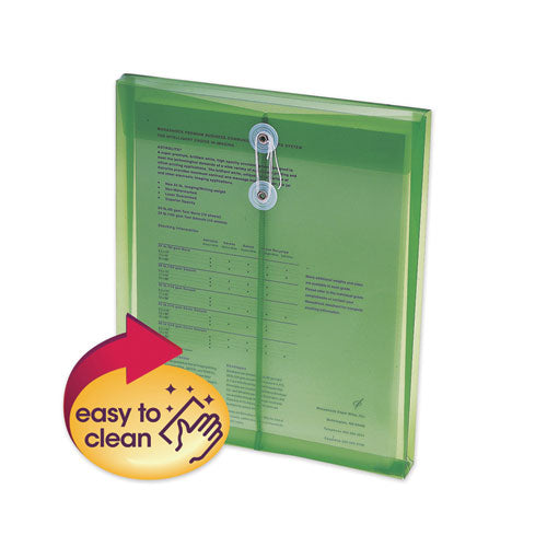 Poly String and Button Interoffice Envelopes, Open-End (Vertical), 9.75 x 11.63, Transparent Green, 5/Pack-(SMD89543)