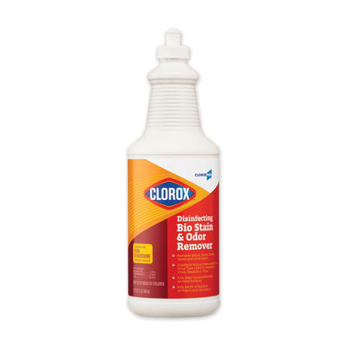 Disinfecting Bio Stain and Odor Remover, Fragranced, 32 oz Pull-Top Bottle-(CLO31911EA)