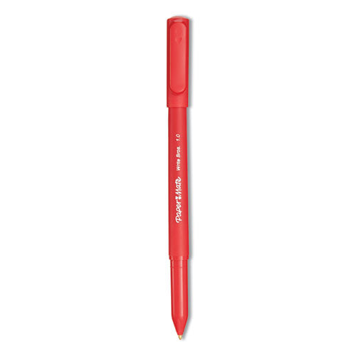 Write Bros. Ballpoint Pen, Stick, Medium 1 mm, Red Ink, Red Barrel, Dozen-(PAP3321131C)