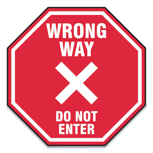 Slip-Gard Social Distance Floor Signs, 17 x 17, "Wrong Way Do Not Enter", Red, 25/Pack-(GN1MFS467ESP)