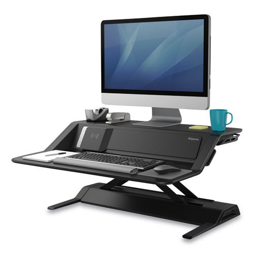 Lotus DX Sit-Stand Workstation, 32.75" x 24.25" x 5.5" to 22.5", Black-(FEL8080301)