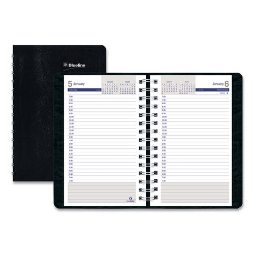 DuraGlobe Daily Planner, 30-Minute Appointments, 8 x 5, Black Soft Cover, 12-Month (Jan to Dec): 2023-(REDC21021T)