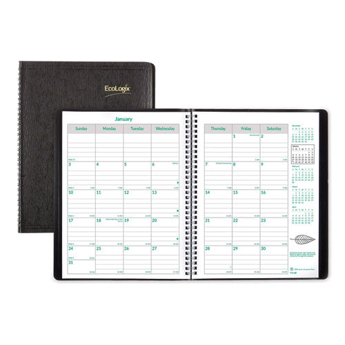 EcoLogix Recycled Monthly Planner, EcoLogix Artwork, 11 x 8.5, Black Cover, 14-Month (Dec to Jan): 2022 to 2024-(REDCB435WBLK)