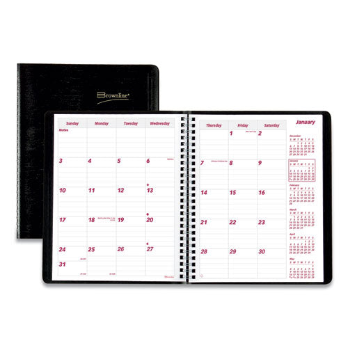 Essential Collection 14-Month Ruled Monthly Planner, 8.88 x 7.13, Black Cover, 14-Month (Dec to Jan): 2022 to 2024-(REDCB1200BLK)