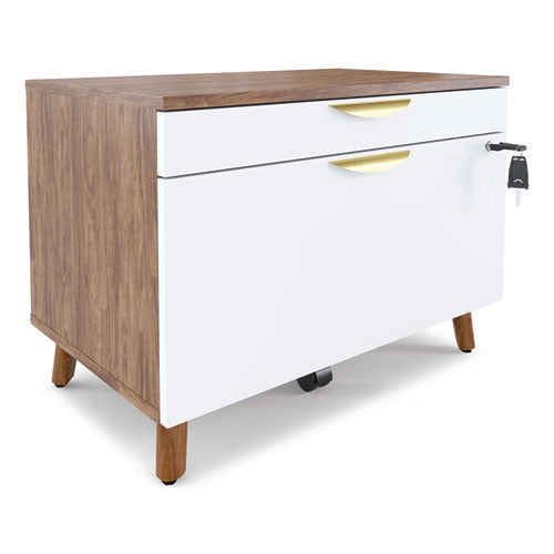 MidMod Lateral File Cabinet, 2-Drawers: Box/File, Legal/Letter, White/Espresso, 29.4" x 18.8" x 21.1"-(UOS56967)