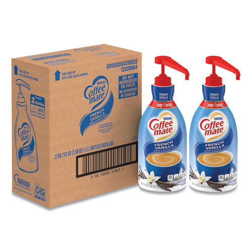 Liquid Coffee Creamer, French Vanilla, 1.5 Liter Pump Bottle, 2/Carton-(NES31803CT)