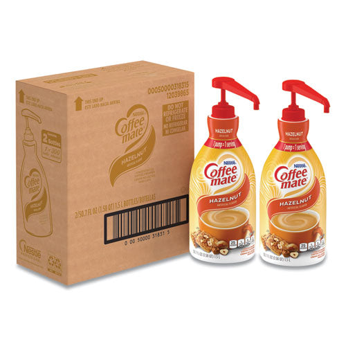 Liquid Coffee Creamer, Hazelnut, 1.5 Liter Pump Bottle, 2/Carton-(NES31831CT)