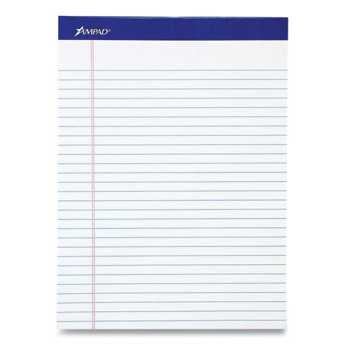 Perforated Writing Pads, Wide/Legal Rule, 50 White 8.5 x 11.75 Sheets, Dozen-(AMP20360)