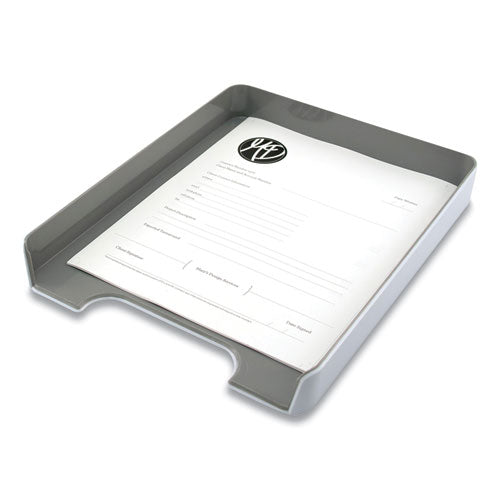 Fusion Letter Tray, 1 Section, Letter Size Files, 12.63 x 10 x 1.75, White/Gray-(AVT37522)